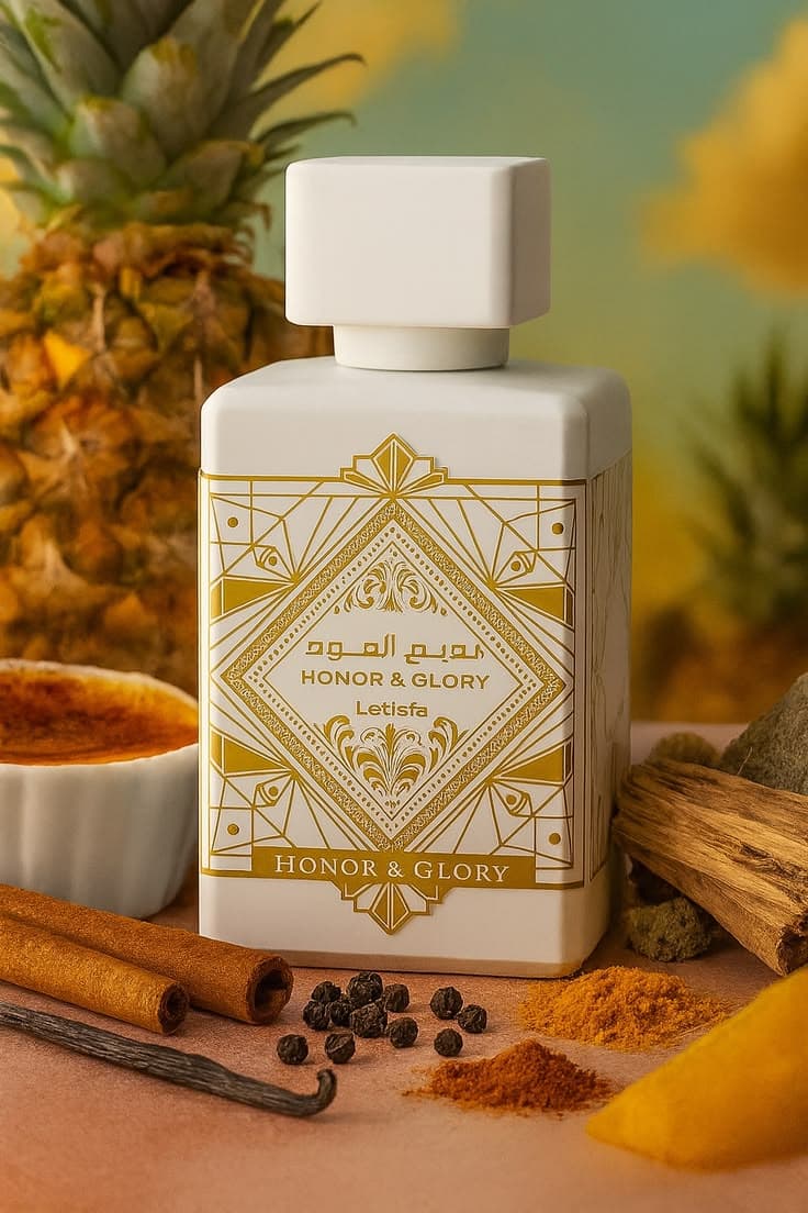 BADE'E AL OUD HONOR & GLORY, Lattafa. Perfumaria Árabe disponível na Mandita Cotê, Parque Edu Chaves